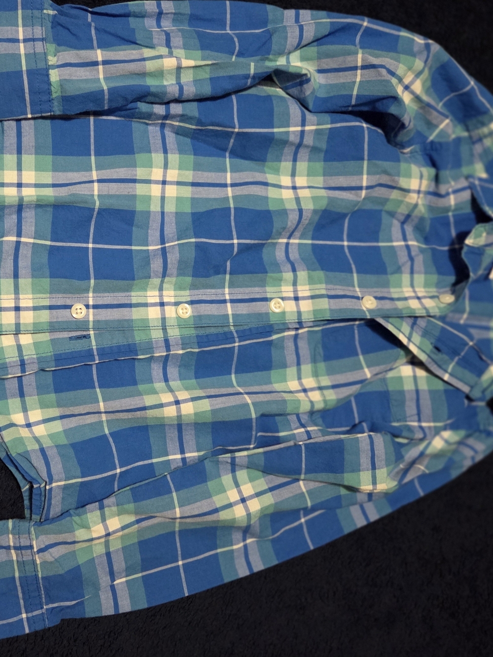 Men's Blue Plaid Button-Down Shirt